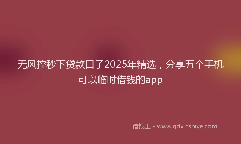 无风控秒下贷款口子2025年精选，分享五个手机可以临时借钱的app