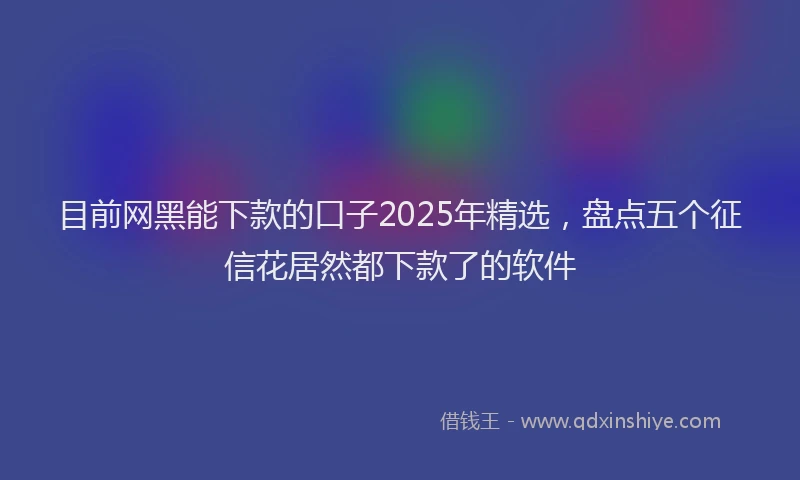 目前网黑能下款的口子2025年精选，盘点五个征信花居然都下款了的软件