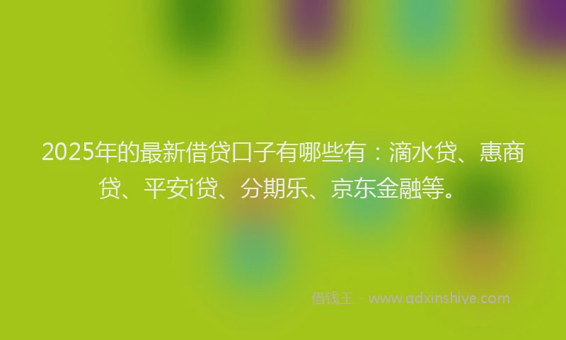 2025年的最新借贷口子有哪些有：滴水贷、惠商贷、平安i贷、分期乐、京东金融等。