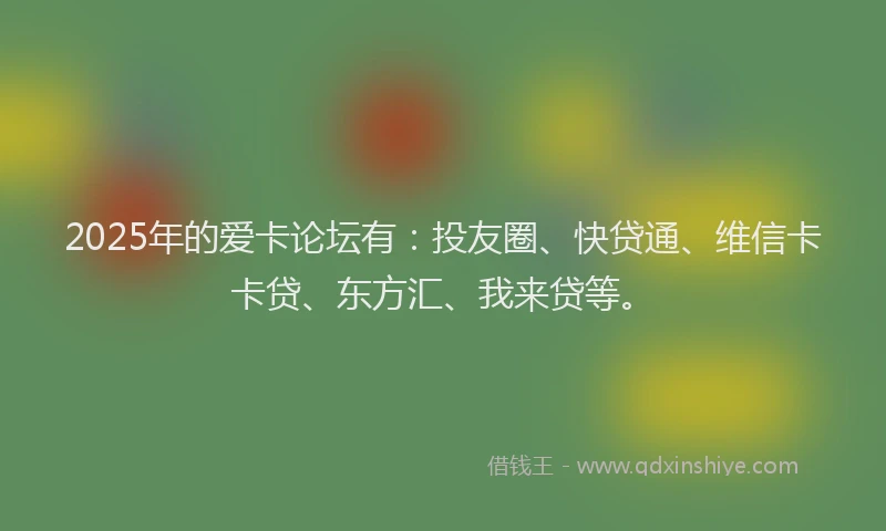 2025年的爱卡论坛有：投友圈、快贷通、维信卡卡贷、东方汇、我来贷等。