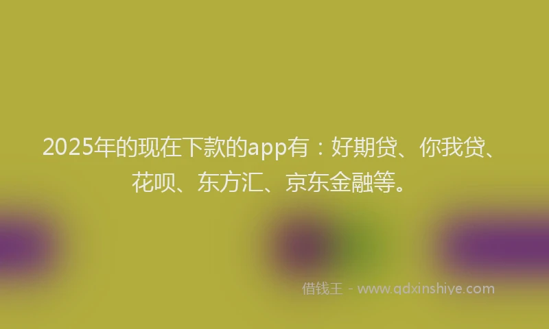 2025年的现在下款的app有：好期贷、你我贷、花呗、东方汇、京东金融等。