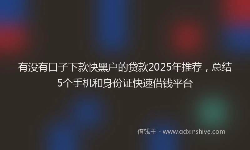 有没有口子下款快黑户的贷款2025年推荐，总结5个手机和身份证快速借钱平台