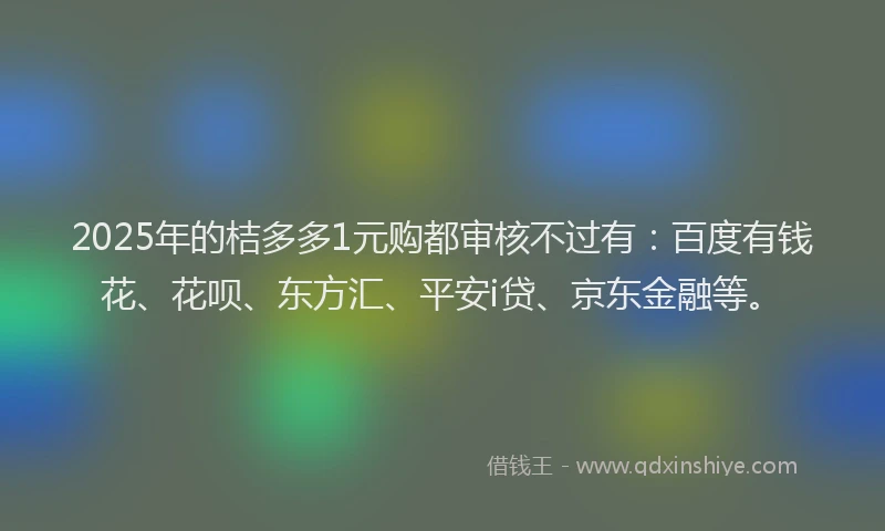2025年的桔多多1元购都审核不过有：百度有钱花、花呗、东方汇、平安i贷、京东金融等。