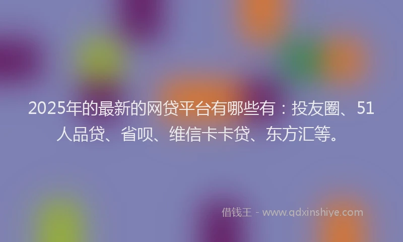 2025年的最新的网贷平台有哪些有：投友圈、51人品贷、省呗、维信卡卡贷、东方汇等。