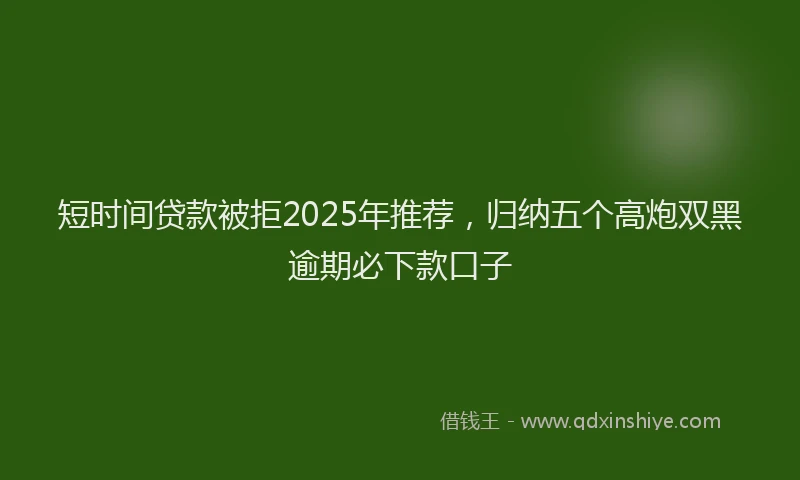 短时间贷款被拒2025年推荐，归纳五个高炮双黑逾期必下款口子