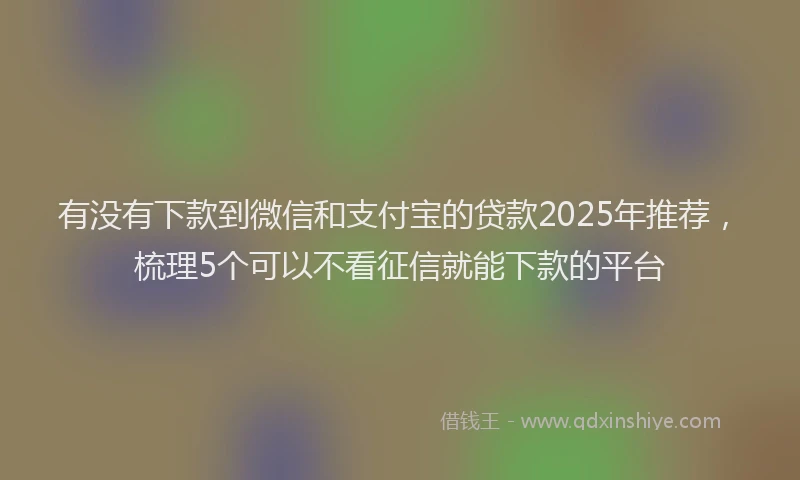 有没有下款到微信和支付宝的贷款2025年推荐，梳理5个可以不看征信就能下款的平台