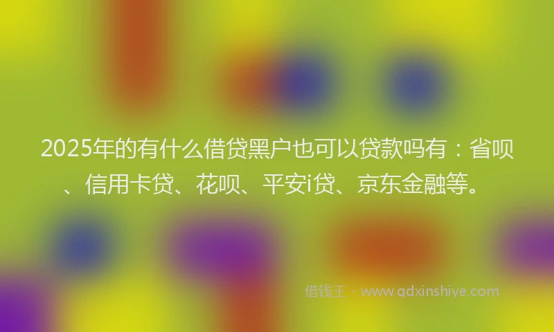 2025年的有什么借贷黑户也可以贷款吗有：省呗、信用卡贷、花呗、平安i贷、京东金融等。