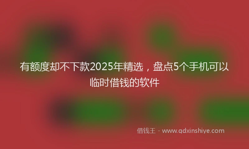 有额度却不下款2025年精选，盘点5个手机可以临时借钱的软件