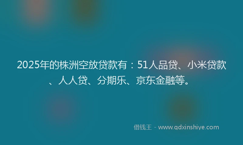 2025年的株洲空放贷款有：51人品贷、小米贷款、人人贷、分期乐、京东金融等。