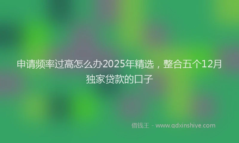 申请频率过高怎么办2025年精选，整合五个12月独家贷款的口子
