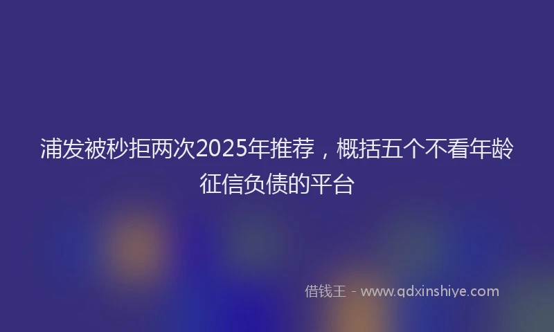 浦发被秒拒两次2025年推荐，概括五个不看年龄征信负债的平台