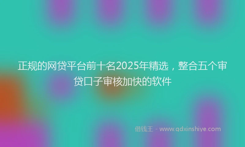 正规的网贷平台前十名2025年精选，整合五个审贷口子审核加快的软件