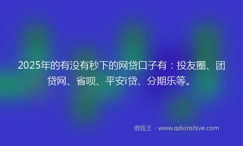 2025年的有没有秒下的网贷口子有：投友圈、团贷网、省呗、平安i贷、分期乐等。