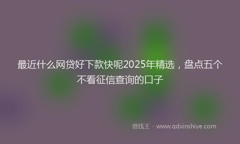 最近什么网贷好下款快呢2025年精选，盘点五个不看征信查询的口子