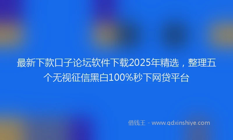 最新下款口子论坛软件下载2025年精选，整理五个无视征信黑白100%秒下网贷平台