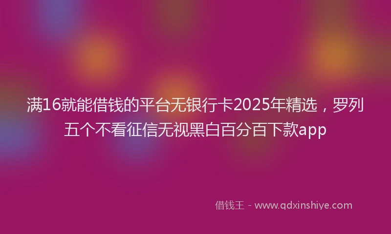 满16就能借钱的平台无银行卡2025年精选，罗列五个不看征信无视黑白百分百下款app