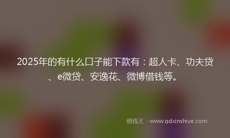 2025年的有什么口子能下款有：超人卡、功夫贷、e微贷、安逸花、微博借钱等。