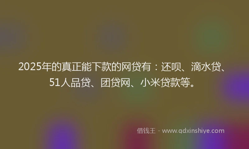 2025年的真正能下款的网贷有：还呗、滴水贷、51人品贷、团贷网、小米贷款等。
