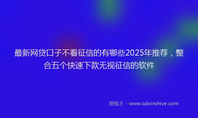 最新网贷口子不看征信的有哪些2025年推荐，整合五个快速下款无视征信的软件