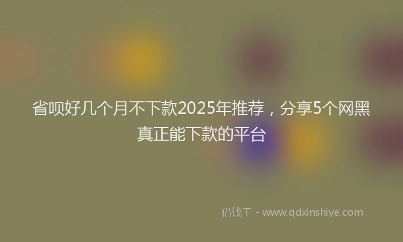省呗好几个月不下款2025年推荐，分享5个网黑真正能下款的平台
