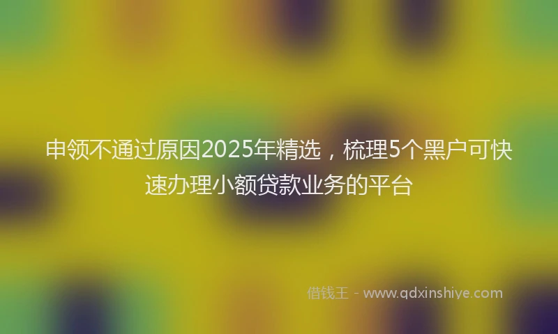 申领不通过原因2025年精选，梳理5个黑户可快速办理小额贷款业务的平台