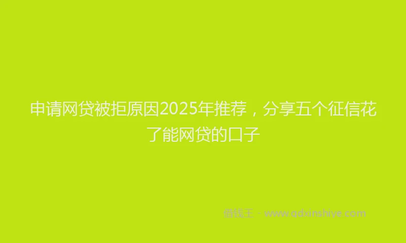 申请网贷被拒原因2025年推荐，分享五个征信花了能网贷的口子