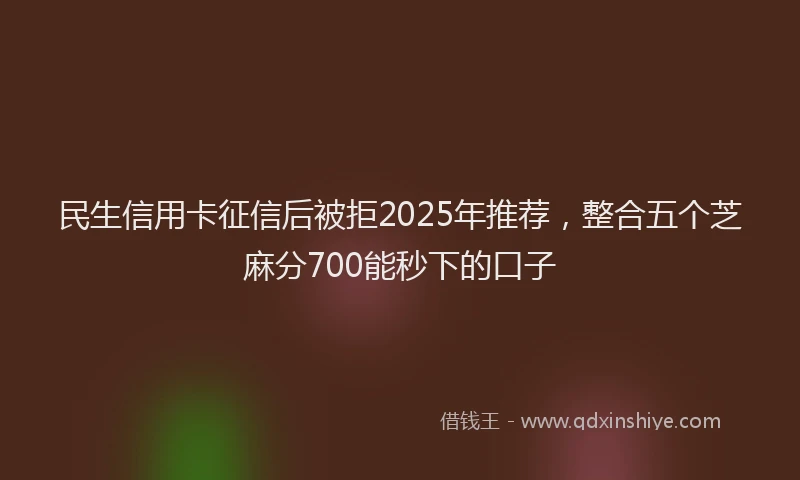 民生信用卡征信后被拒2025年推荐，整合五个芝麻分700能秒下的口子