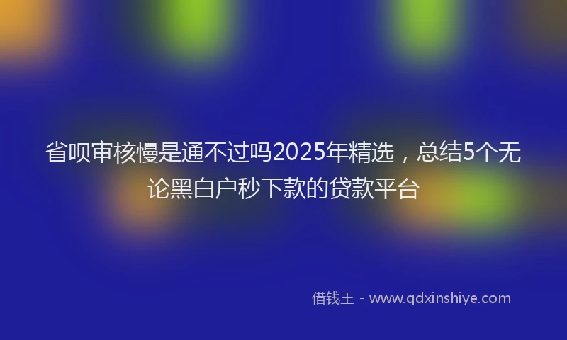 省呗审核慢是通不过吗2025年精选，总结5个无论黑白户秒下款的贷款平台