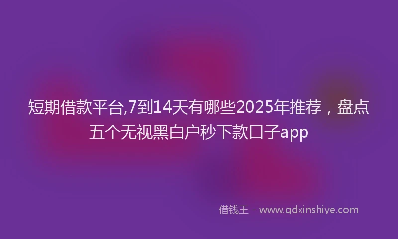 短期借款平台,7到14天有哪些2025年推荐，盘点五个无视黑白户秒下款口子app