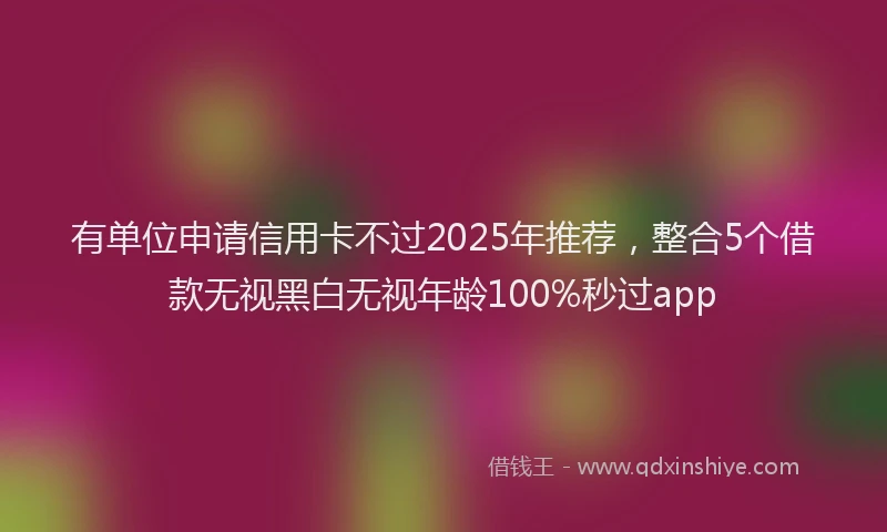 有单位申请信用卡不过2025年推荐，整合5个借款无视黑白无视年龄100%秒过app