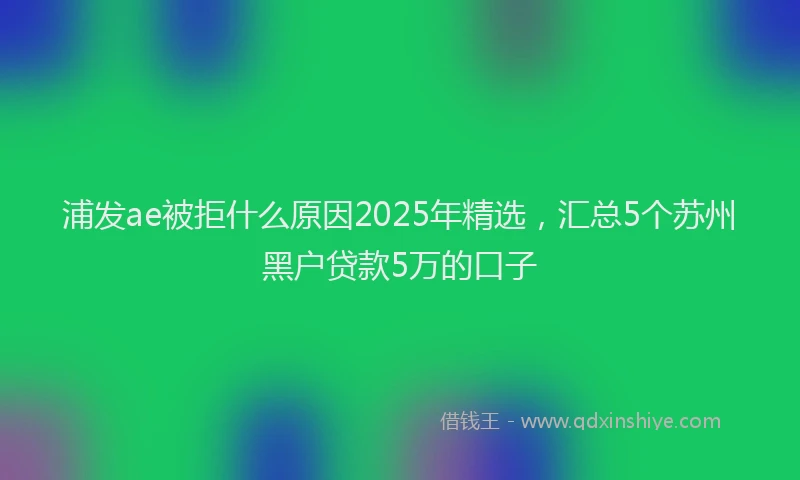 浦发ae被拒什么原因2025年精选，汇总5个苏州黑户贷款5万的口子