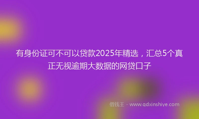 有身份证可不可以贷款2025年精选，汇总5个真正无视逾期大数据的网贷口子