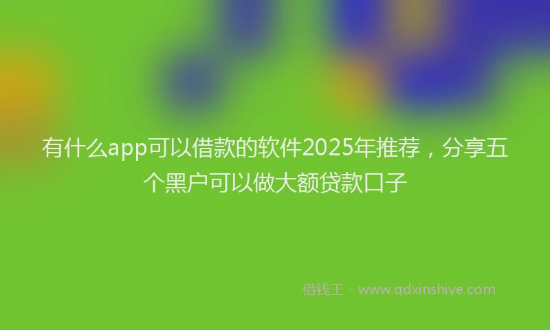 有什么app可以借款的软件2025年推荐，分享五个黑户可以做大额贷款口子