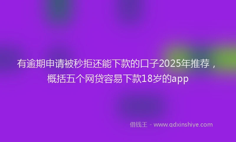 有逾期申请被秒拒还能下款的口子2025年推荐，概括五个网贷容易下款18岁的app