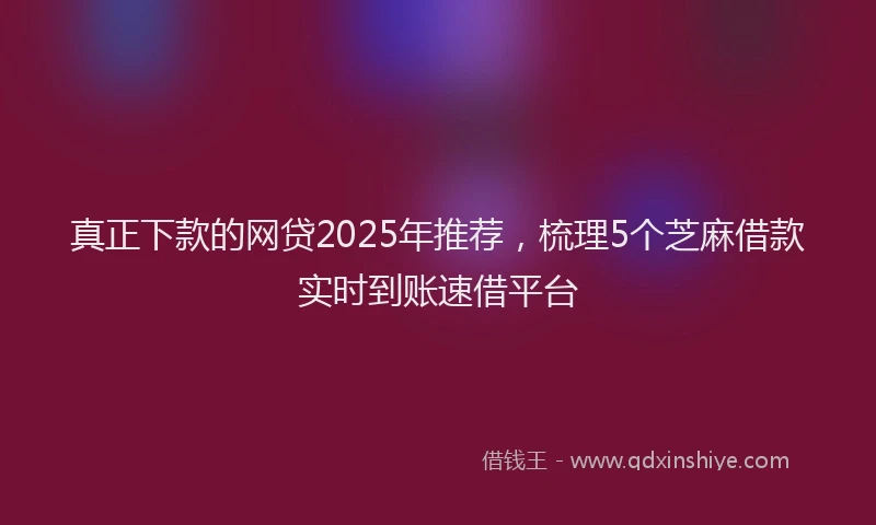 真正下款的网贷2025年推荐，梳理5个芝麻借款实时到账速借平台