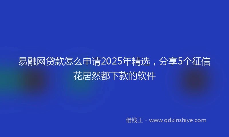 易融网贷款怎么申请2025年精选，分享5个征信花居然都下款的软件