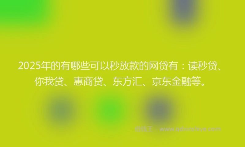 2025年的有哪些可以秒放款的网贷有：读秒贷、你我贷、惠商贷、东方汇、京东金融等。