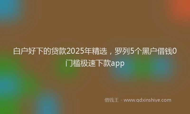 白户好下的贷款2025年精选，罗列5个黑户借钱0门槛极速下款app