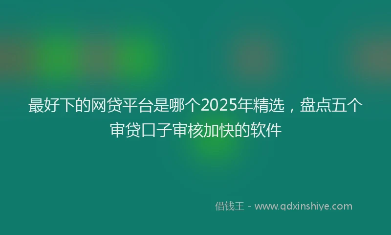最好下的网贷平台是哪个2025年精选，盘点五个审贷口子审核加快的软件