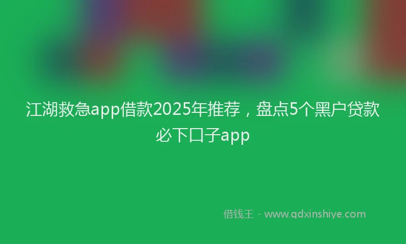 江湖救急app借款2025年推荐，盘点5个黑户贷款必下口子app