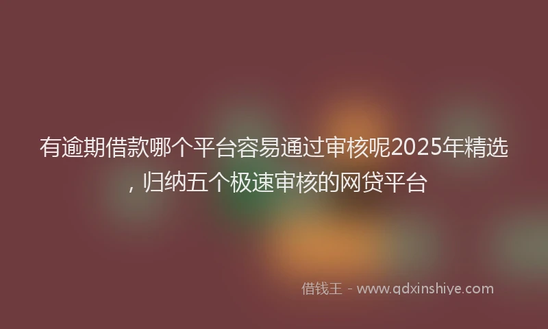 有逾期借款哪个平台容易通过审核呢2025年精选，归纳五个极速审核的网贷平台