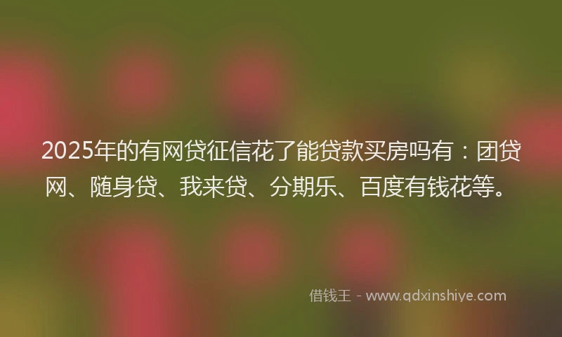 2025年的有网贷征信花了能贷款买房吗有：团贷网、随身贷、我来贷、分期乐、百度有钱花等。