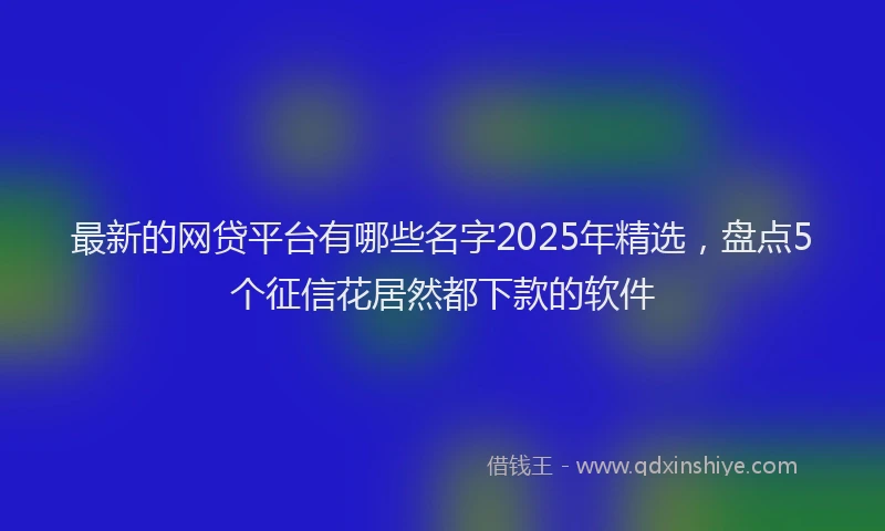 最新的网贷平台有哪些名字2025年精选，盘点5个征信花居然都下款的软件