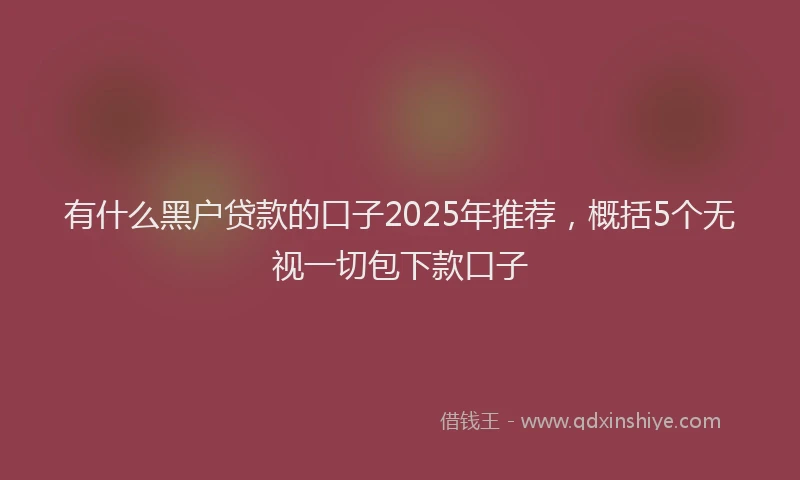 有什么黑户贷款的口子2025年推荐，概括5个无视一切包下款口子