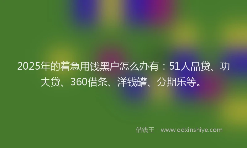 2025年的着急用钱黑户怎么办有：51人品贷、功夫贷、360借条、洋钱罐、分期乐等。