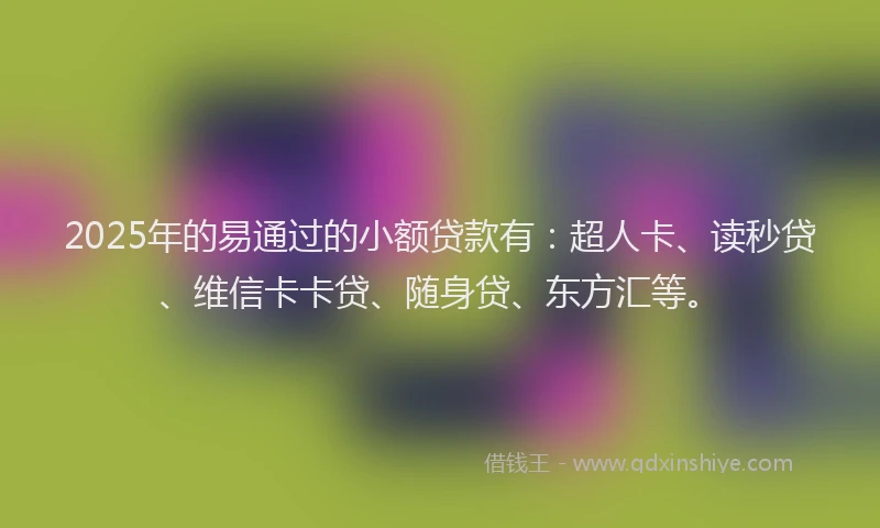 2025年的易通过的小额贷款有：超人卡、读秒贷、维信卡卡贷、随身贷、东方汇等。