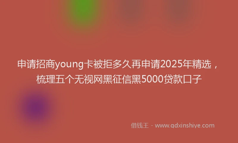 申请招商young卡被拒多久再申请2025年精选，梳理五个无视网黑征信黑5000贷款口子