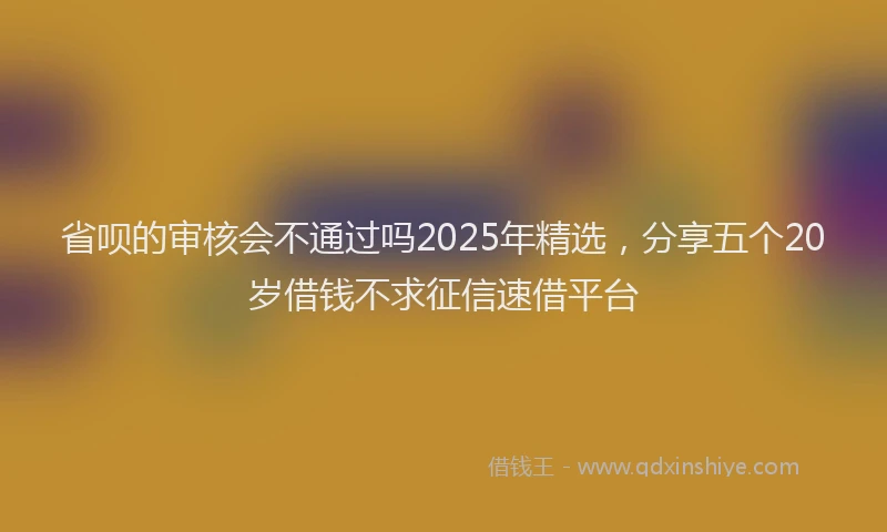 省呗的审核会不通过吗2025年精选，分享五个20岁借钱不求征信速借平台