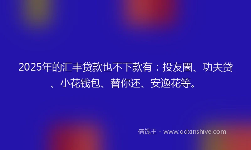 2025年的汇丰贷款也不下款有：投友圈、功夫贷、小花钱包、替你还、安逸花等。
