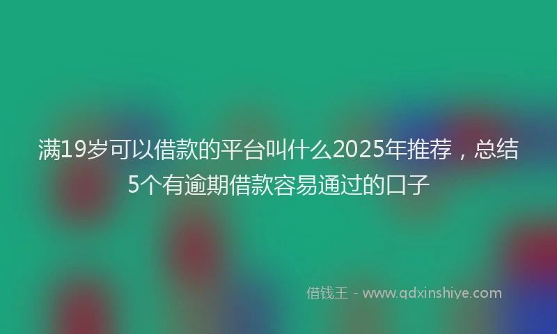 满19岁可以借款的平台叫什么2025年推荐，总结5个有逾期借款容易通过的口子